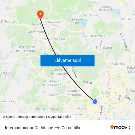 Intercambiador De Aluche to Cercedilla map