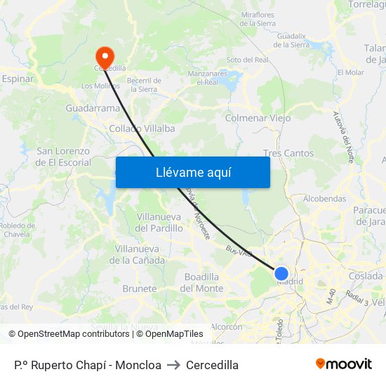P.º Ruperto Chapí - Moncloa to Cercedilla map