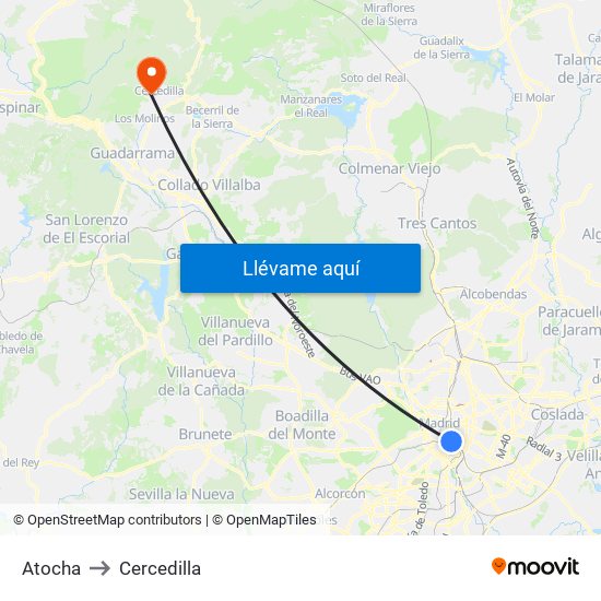 Atocha to Cercedilla map