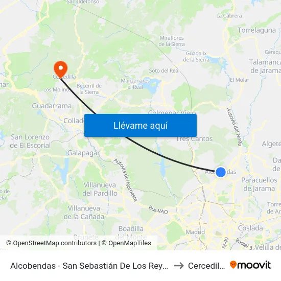 Alcobendas - San Sebastián De Los Reyes to Cercedilla map