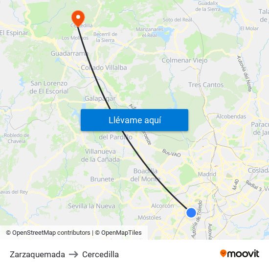 Zarzaquemada to Cercedilla map