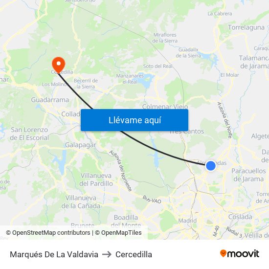 Marqués De La Valdavia to Cercedilla map