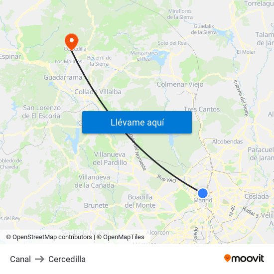 Canal to Cercedilla map