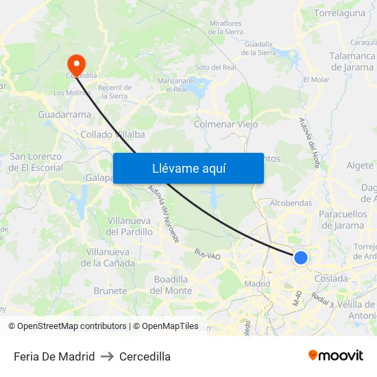 Feria De Madrid to Cercedilla map