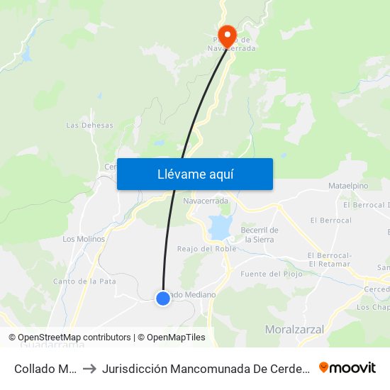 Collado Mediano to Jurisdicción Mancomunada De Cerdedilla Y Navacerrada map