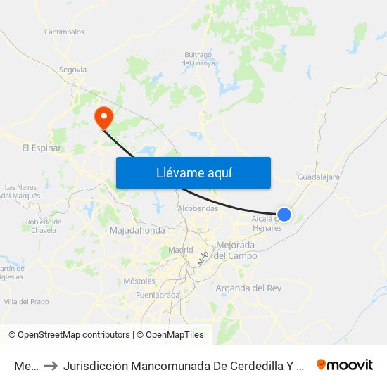 Meco to Jurisdicción Mancomunada De Cerdedilla Y Navacerrada map