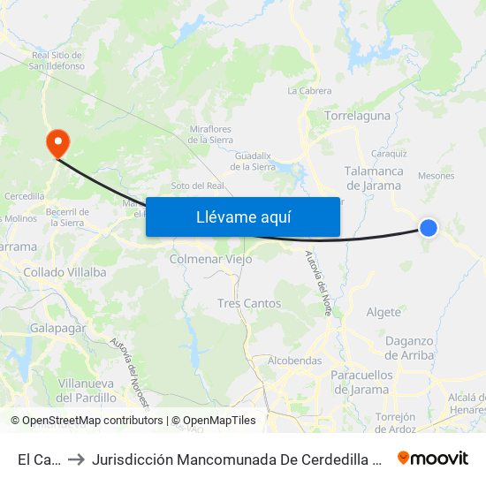 El Casar to Jurisdicción Mancomunada De Cerdedilla Y Navacerrada map