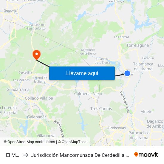 El Molar to Jurisdicción Mancomunada De Cerdedilla Y Navacerrada map