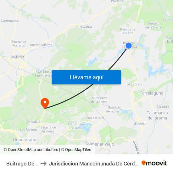 Buitrago Del Lozoya to Jurisdicción Mancomunada De Cerdedilla Y Navacerrada map