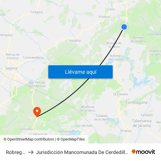 Robregordo to Jurisdicción Mancomunada De Cerdedilla Y Navacerrada map