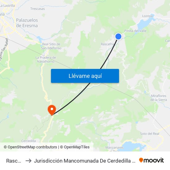 Rascafría to Jurisdicción Mancomunada De Cerdedilla Y Navacerrada map