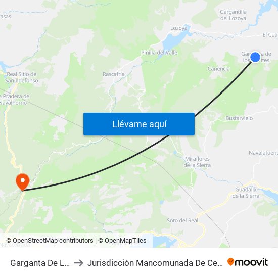 Garganta De Los Montes to Jurisdicción Mancomunada De Cerdedilla Y Navacerrada map