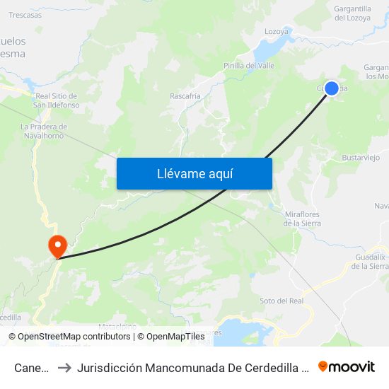 Canencia to Jurisdicción Mancomunada De Cerdedilla Y Navacerrada map