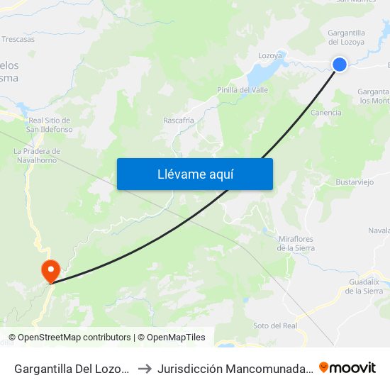 Gargantilla Del Lozoya Y Pinilla De Buitrago to Jurisdicción Mancomunada De Cerdedilla Y Navacerrada map