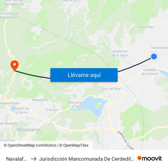 Navalafuente to Jurisdicción Mancomunada De Cerdedilla Y Navacerrada map