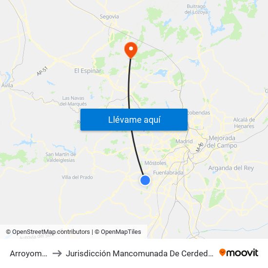 Arroyomolinos to Jurisdicción Mancomunada De Cerdedilla Y Navacerrada map