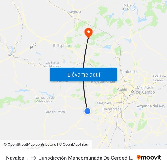 Navalcarnero to Jurisdicción Mancomunada De Cerdedilla Y Navacerrada map