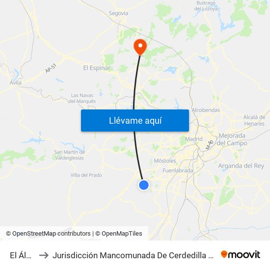 El Álamo to Jurisdicción Mancomunada De Cerdedilla Y Navacerrada map