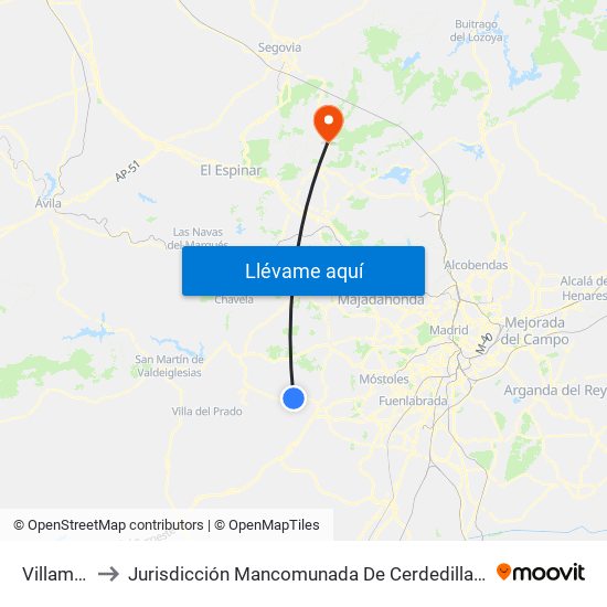 Villamanta to Jurisdicción Mancomunada De Cerdedilla Y Navacerrada map