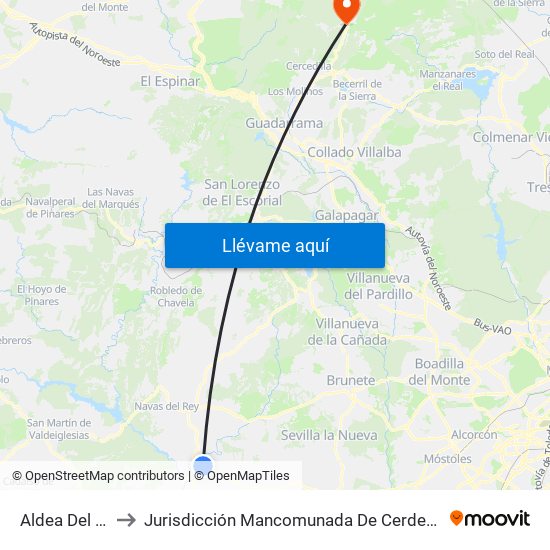 Aldea Del Fresno to Jurisdicción Mancomunada De Cerdedilla Y Navacerrada map