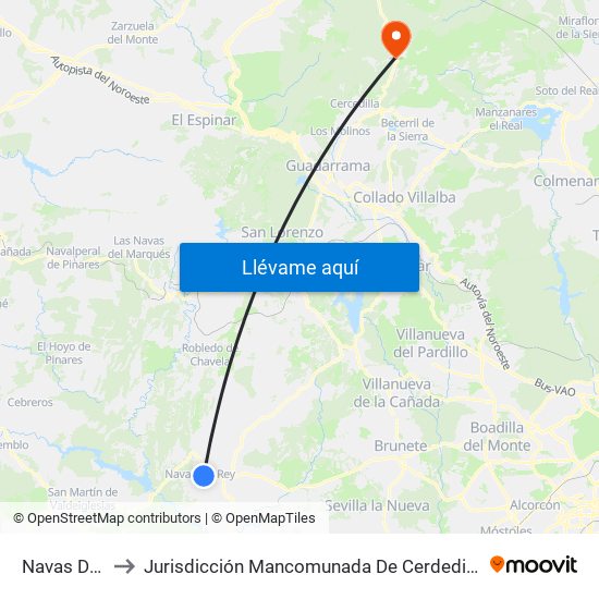 Navas Del Rey to Jurisdicción Mancomunada De Cerdedilla Y Navacerrada map