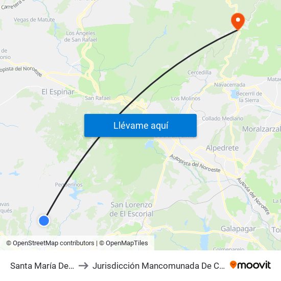 Santa María De La Alameda to Jurisdicción Mancomunada De Cerdedilla Y Navacerrada map