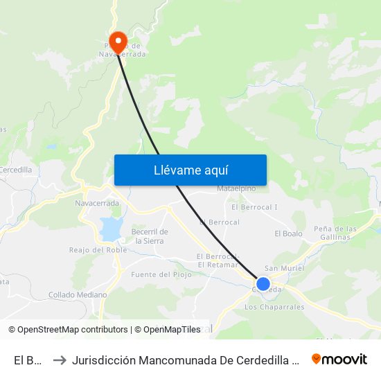 El Boalo to Jurisdicción Mancomunada De Cerdedilla Y Navacerrada map