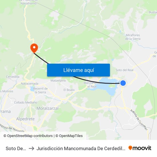 Soto Del Real to Jurisdicción Mancomunada De Cerdedilla Y Navacerrada map