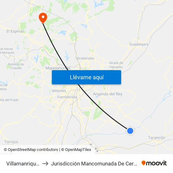 Villamanrique De Tajo to Jurisdicción Mancomunada De Cerdedilla Y Navacerrada map