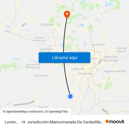 Lominchar to Jurisdicción Mancomunada De Cerdedilla Y Navacerrada map