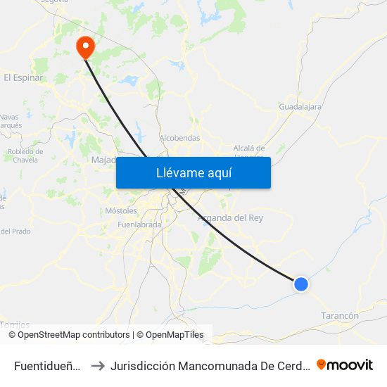 Fuentidueña De Tajo to Jurisdicción Mancomunada De Cerdedilla Y Navacerrada map