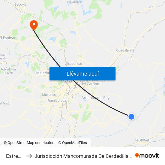 Estremera to Jurisdicción Mancomunada De Cerdedilla Y Navacerrada map