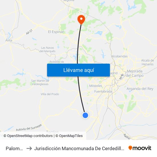 Palomeque to Jurisdicción Mancomunada De Cerdedilla Y Navacerrada map