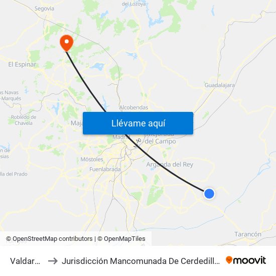 Valdaracete to Jurisdicción Mancomunada De Cerdedilla Y Navacerrada map