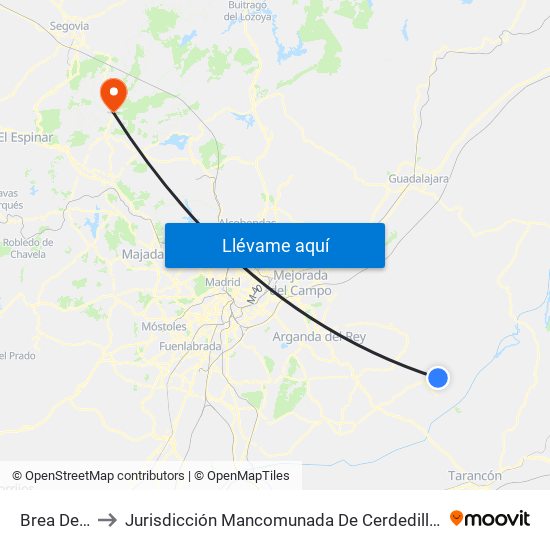 Brea De Tajo to Jurisdicción Mancomunada De Cerdedilla Y Navacerrada map