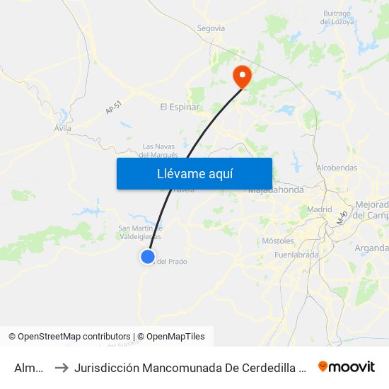Almorox to Jurisdicción Mancomunada De Cerdedilla Y Navacerrada map