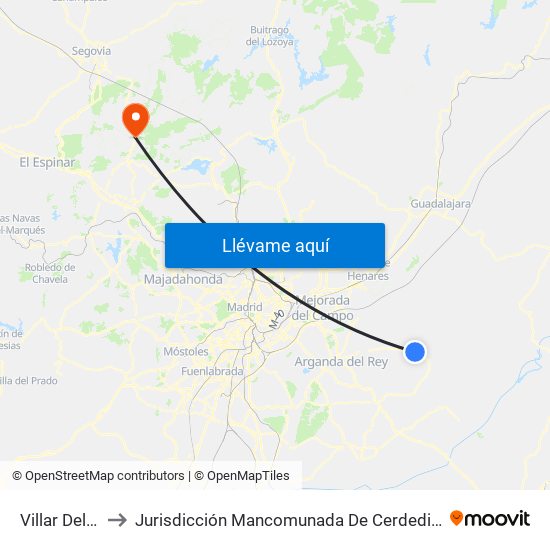Villar Del Olmo to Jurisdicción Mancomunada De Cerdedilla Y Navacerrada map