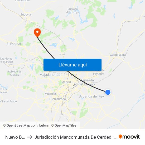Nuevo Baztán to Jurisdicción Mancomunada De Cerdedilla Y Navacerrada map
