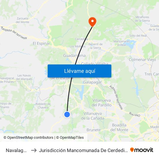 Navalagamella to Jurisdicción Mancomunada De Cerdedilla Y Navacerrada map