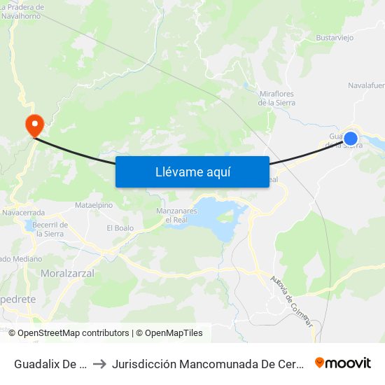Guadalix De La Sierra to Jurisdicción Mancomunada De Cerdedilla Y Navacerrada map