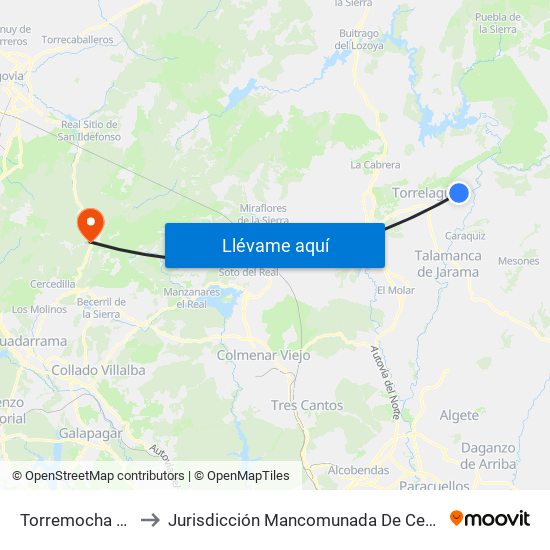 Torremocha De Jarama to Jurisdicción Mancomunada De Cerdedilla Y Navacerrada map