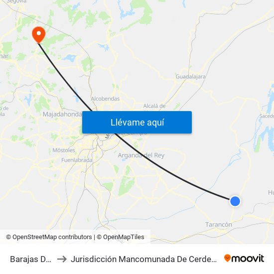 Barajas De Melo to Jurisdicción Mancomunada De Cerdedilla Y Navacerrada map