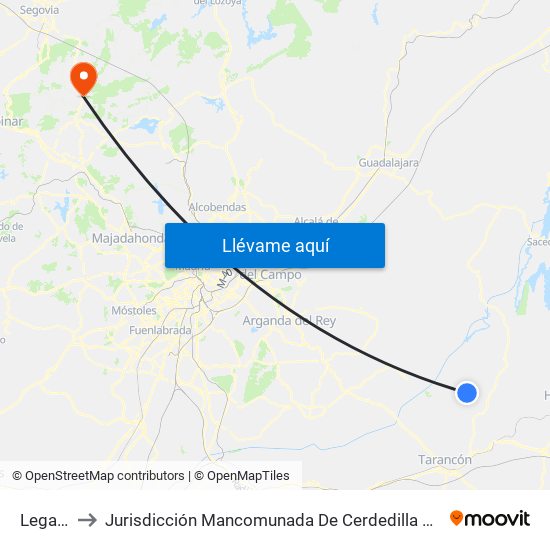 Leganiel to Jurisdicción Mancomunada De Cerdedilla Y Navacerrada map