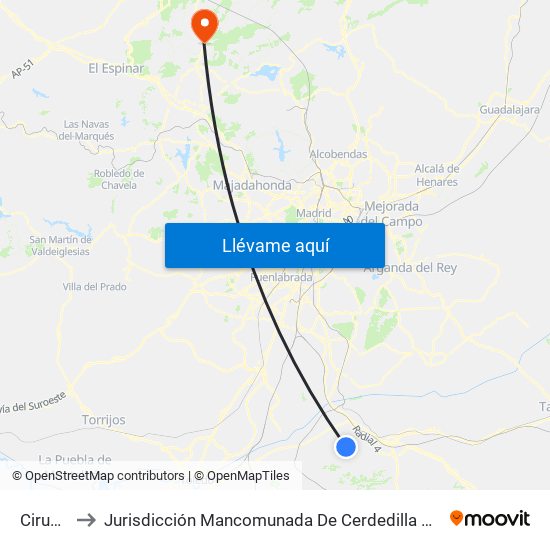 Ciruelos to Jurisdicción Mancomunada De Cerdedilla Y Navacerrada map