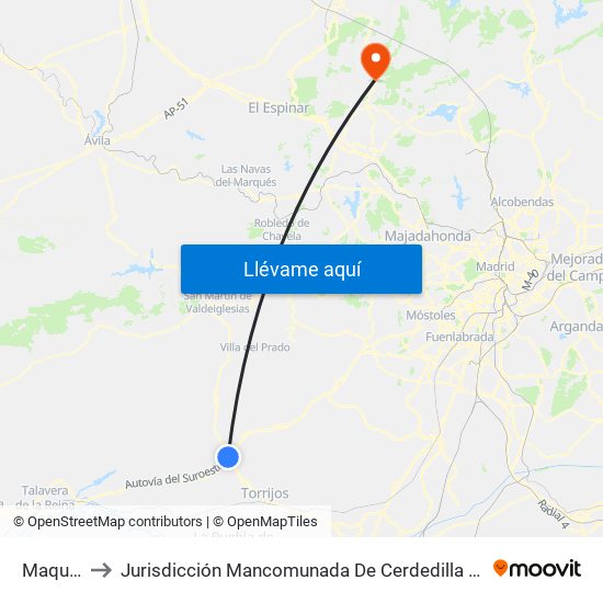 Maqueda to Jurisdicción Mancomunada De Cerdedilla Y Navacerrada map