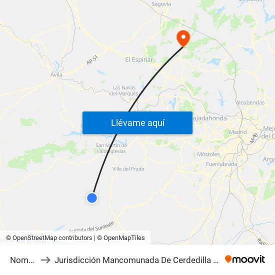 Nombela to Jurisdicción Mancomunada De Cerdedilla Y Navacerrada map