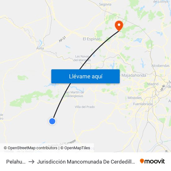 Pelahustán to Jurisdicción Mancomunada De Cerdedilla Y Navacerrada map