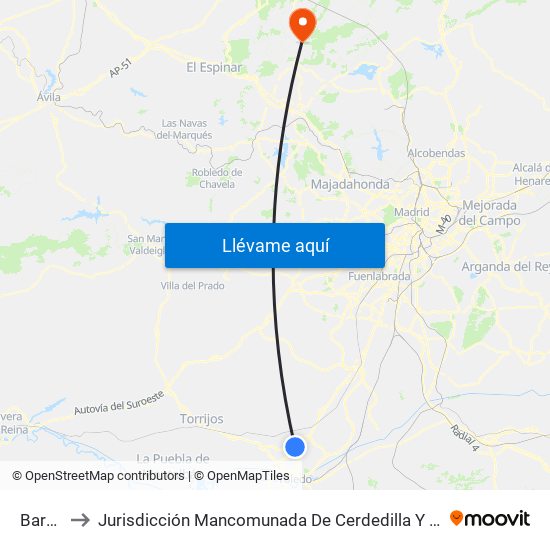 Bargas to Jurisdicción Mancomunada De Cerdedilla Y Navacerrada map