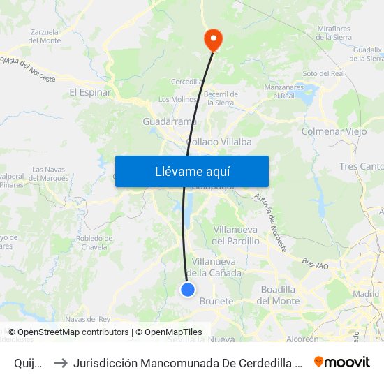 Quijorna to Jurisdicción Mancomunada De Cerdedilla Y Navacerrada map