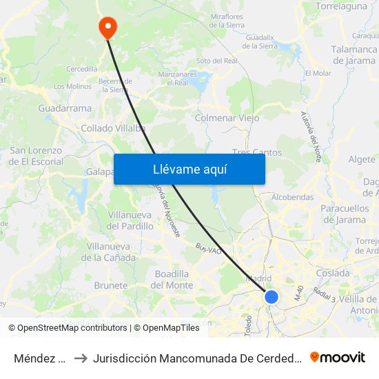 Méndez Álvaro to Jurisdicción Mancomunada De Cerdedilla Y Navacerrada map